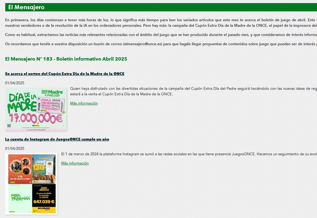 Captura de pantalla de la revista El Mensajero