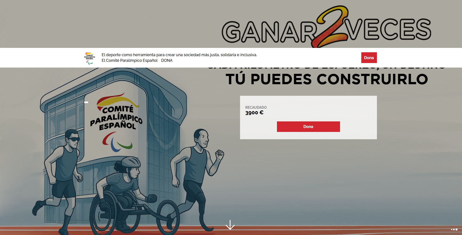 Imagen de la web de la campaña solidaria Ganar 2 veces Imagen de la web de la campaña solidaria Ganar 2 veces