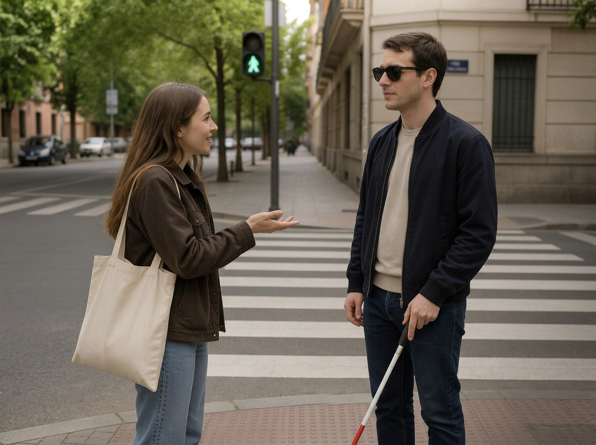 dos personas hablando en la calle